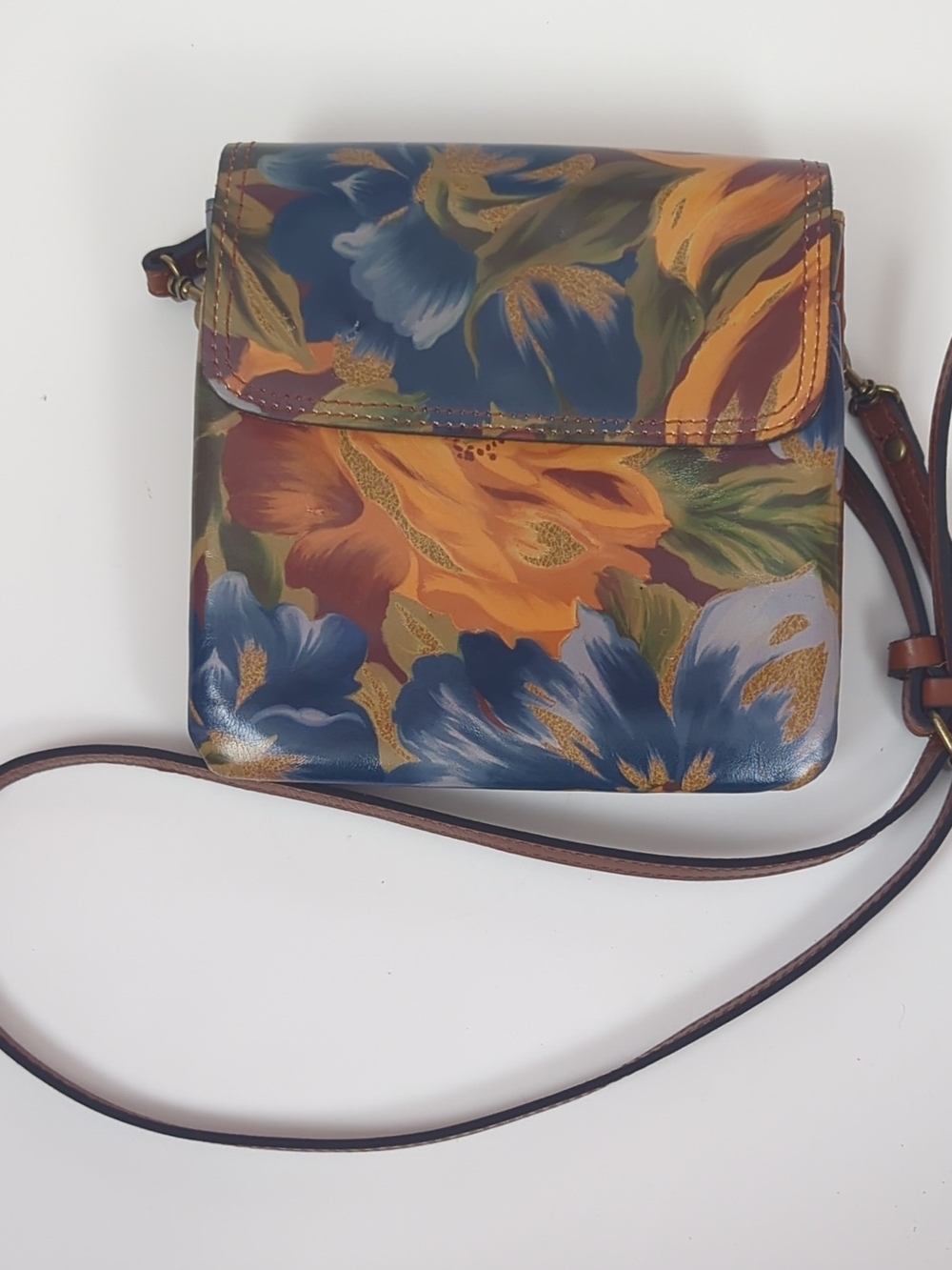 Floral Patricia Nash Crossbody Bag - Blue & Yellow Floral Print
